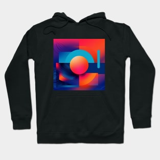 Orange Blue Abstract Geometric Art Hoodie